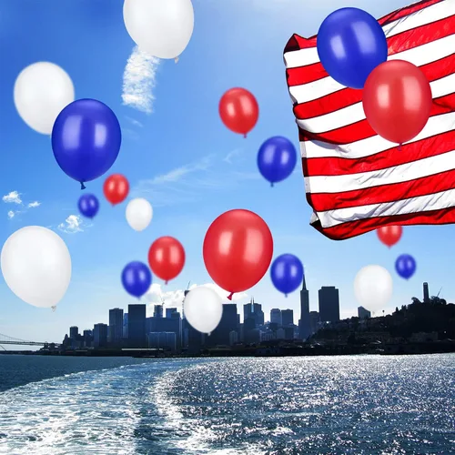 Miniatura 3 de TecUnite 100 globos de látex rojo, blanco y azul, globos patrióticos de 6.6 pulgadas para el 4 de julio, aniversario del 250 aniversario, Día