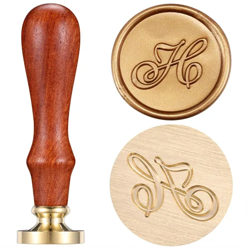 Miniatura 10 de Yoption - Sello de cera con diseño de letra del alfabeto y cabeza de latón retro, sello clásico