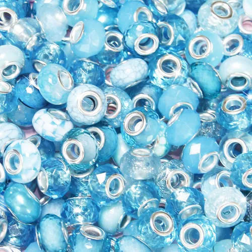 Miniatura 11 de ZYEHXED 60 Piezas Cuentas Negras de Agujero Grande, Cuentas Grandes de Artesanía Europea, Cuenta de Lampwork Murano de Agujero Grande, Cuenta