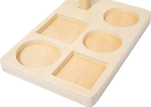 Miniatura 9 de Adena Montessori Anillo de apilamiento y clasificación de madera, anillos de madera en clavija, coloridas 5 formas en clavija curvada, variación