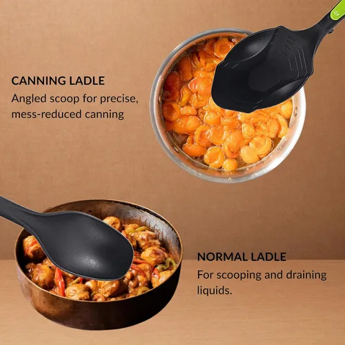 Miniatura 3 de Supa Ant Juego de utensilios de cocina de 5 piezas, cuchara para conservas XL, cucharón de nailon con agujeros, cuchara para pasta/tenedor, cucharas