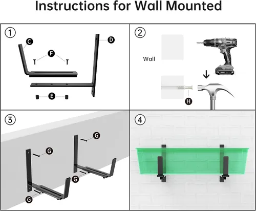 Miniatura 5 de Y&M Soportes de caja de ventana, de hierro resistente, ajustables, para barandillas, perfectos para balcones, vallas y jardines (4 unidades)