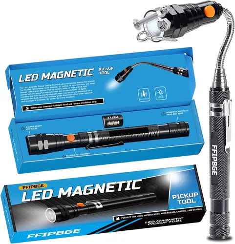 Herramienta de Recogida Magnética Telescópica con Linterna Magnética de 3 LED, Rellenos de Calcetín Navideño para Hombres Adultos, Gadgets Geniales