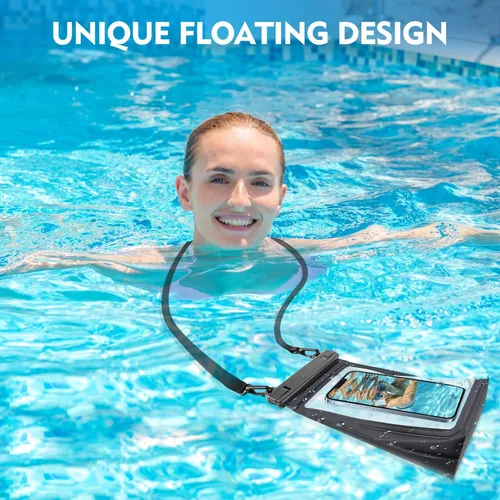 Miniatura 4 de PEDVSTY Paquete de 2 bolsas flotantes grandes impermeables para teléfono [con tira de sellado], bolsa flotante a prueba de agua para playa
