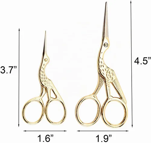 Miniatura 7 de Tijeras de coser con forma de cigüeña vintage, de acero inoxidable, tijeras de costura afiladas para bordado, manualidades, trabajo de arte y uso