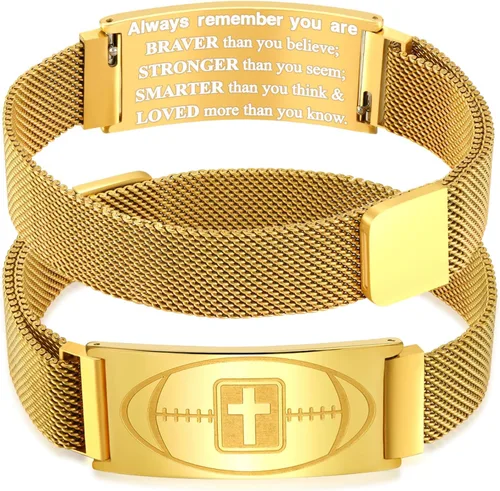 Miniatura 130 de Regalos de graduación, pulsera de fútbol, fútbol, baloncesto, béisbol, regalos de pulsera, pulseras de cruz de fe para hombres, bautismo, primera