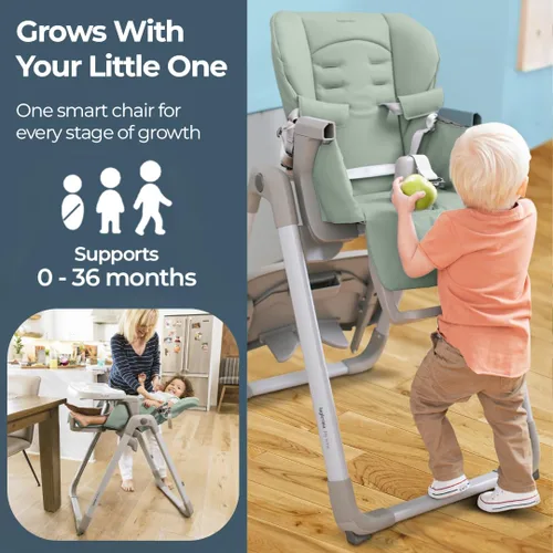 Miniatura 2 de Inglesina My time - Silla alta color menta, silla alta ajustable para bebés y niños pequeños, 4 de altura y 3 ajustes de reclinación, plegable, sin