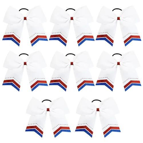 Miniatura 27 de 8 lazos de animación con brillantina, grandes lazos negros para animar, lazos para el pelo para niñas de 8 pulgadas, banda elástica a granel