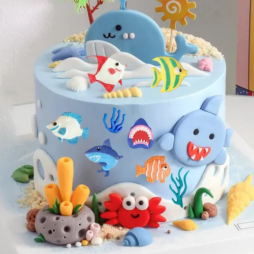 Miniatura 7 de ZiXiang Molde de fondant con temática marina, moldes de silicona para peces, tiburones marinos, coral, caramelo, para decoración de tartas
