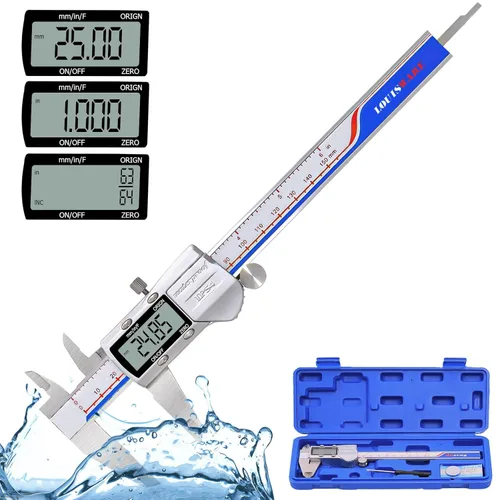 Miniatura 9 de Herramienta de medición de calibrador digital, micrómetro digital de calibre Vernier de acero inoxidable con pantalla LCD grande, herramienta