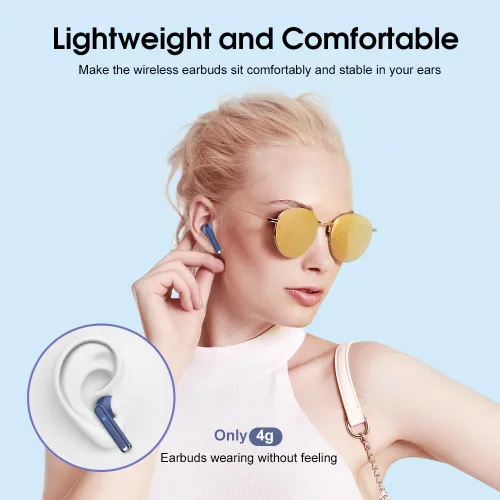 Miniatura 4 de OYIB Auriculares inalámbricos, auriculares Bluetooth 5.3 con 4 micrófonos ENC Clear Call, auriculares Bluetooth con control táctil, sonido estéreo