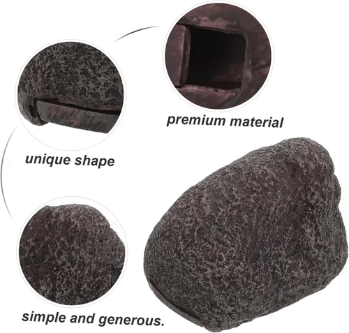 Miniatura 6 de POPETPOP Llavero de roca falsa para exteriores, discreta caja oculta para llaves de repuesto, diseño resistente a la intemperie, aspecto realista