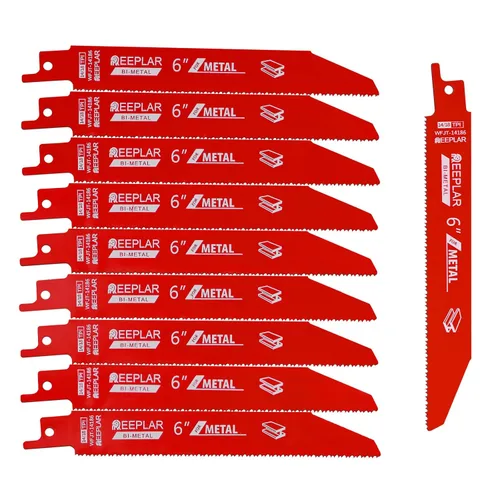 Miniatura 11 de Paquete de 25 hojas de sierra de 6 pulgadas 14/18 TPI de sierra alternante bimetálica para desmontaje automático de metal, hojas de sierra de 6