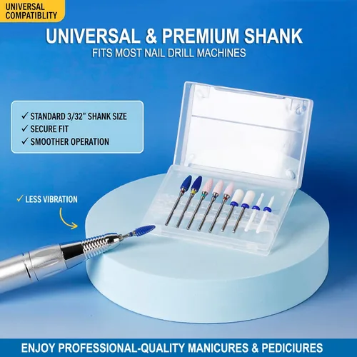 Miniatura 3 de Juego de brocas de uñas de cerámica para uñas acrílicas, esmalte de gel profesional, kit de brocas de uñas Efile de 3/32 pulgadas para cutículas