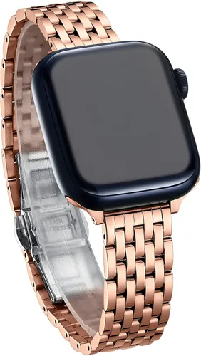 Miniatura 15 de Correa delgada y femenina para Apple Watch 11 10 Se 9 8 7 6 5 4 3, Correa metálica elegante para mujeres para Apple Watch 42mm 41mm 40mm 44mm 45mm
