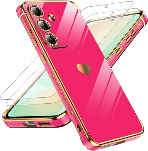 Miniatura 78 de LeYi for Moto G 5G 2025 Case: with Tempered Glass Screen Protector [2 Pcs]+ Full Camera Lens Protection,Love Heart Plating Cute Luxury Soft TPU