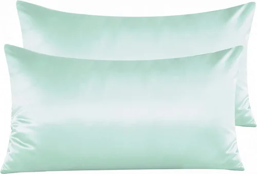 Miniatura 21 de NTBAY - Fundas de almohada de satén con cremallera, súper suaves y lujosas fundas de almohada Negro