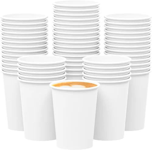 Qunclay Tazas de café desechables de papel blanco, tazas calientes para café, chocolate, jugo, bebidas calientes o calientes adecuadas para fiestas,