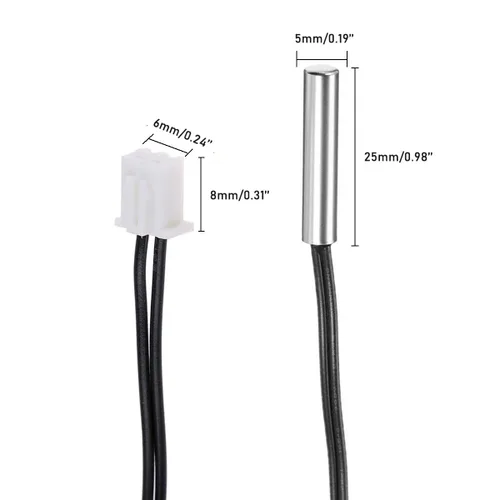 Miniatura 3 de Sonda de sensor de temperatura de termistor NTC de 10K 3950 ohmios, sonda de sensor térmico digital de acero inoxidable, longitud de 3.3 ft