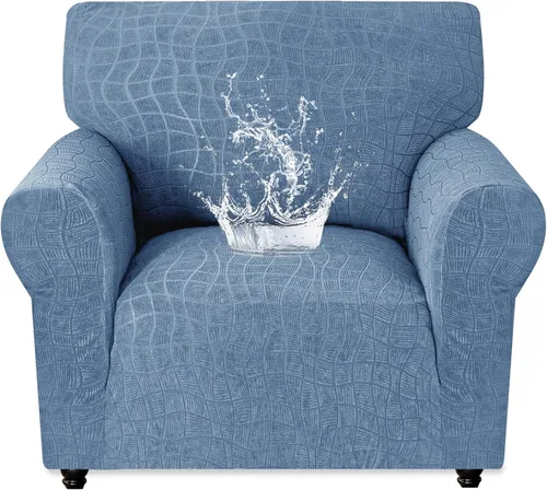 Miniatura 23 de MAXIJIN Funda impermeable para sillón de sala de estar, 1 pieza elástica con brazos, protector de muebles lavable para perros y mascotas (S, café)