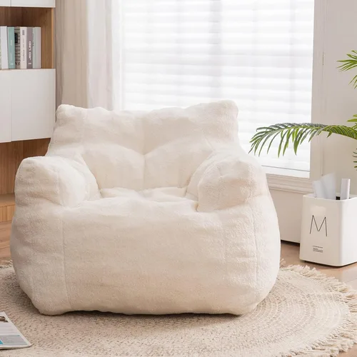 Miniatura 10 de Recaceik Sillas Puf, Silla Puf Suave Acolchada con Relleno, Sofá Perezoso Esponjoso, Silla Puf Gigante Imperial para Dormitorio, Sala de Estar, Negro