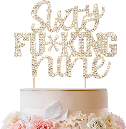 Miniatura 13 de LINGTEER Veintiún divertidos adornos dorados para tartas con diamantes de imitación – Saludos a los 21 años de edad, decoración de centros de mesa