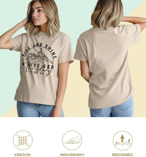 Miniatura 51 de Camisetas sin mangas de senderismo y montaña para mujer, divertidas camisetas de entrenamiento con gráficos de pino y amanecer, camisetas de verano