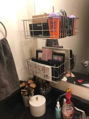 Miniatura 9 de SANNO Ganchos de succión dobles, acero inoxidable, organizador de ducha con ventosa, carritos de baño, almohadillas adhesivas, estante profundo