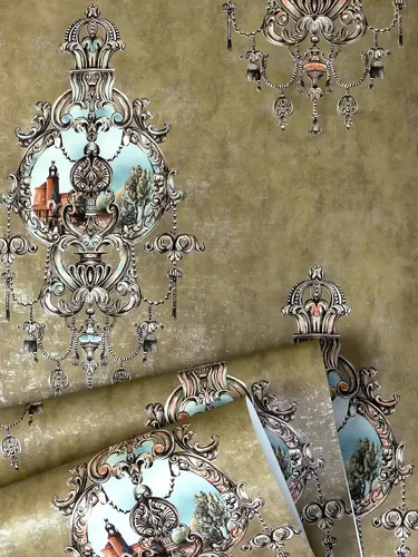 Miniatura 7 de Blooming Wall - Papel pintado de damascos vintage texturizado con patrón floral para recubrimientos de paredes, 57 pies cuadrados/rollo