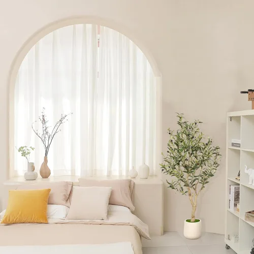 Miniatura 2 de Realead Árbol de olivo sintético de 4 pies – Plantas realistas de olivo de interior – Olivo falso con tronco grueso y frutas realistas – Olivos