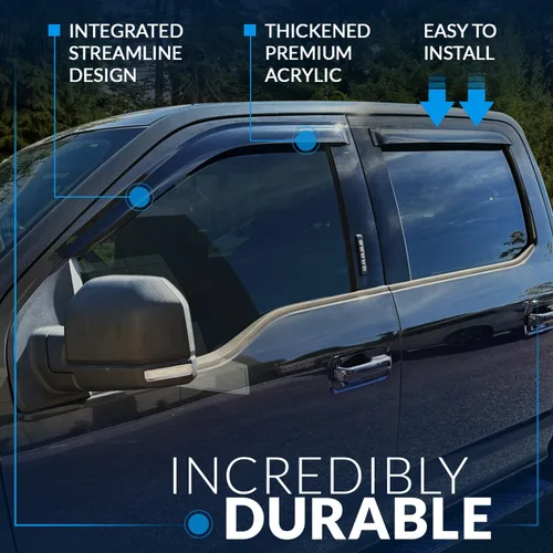 Miniatura 4 de Protector de lluvia para ventana de automóvil Viseras de montaje exterior, deflectores de ventana lateral Escudos de lluvia compatibles