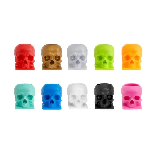 Miniatura 6 de Saferly Tapas de tinta de tatuaje de calavera para tatuaje, soporte de pigmento desechable con base, suministros de tatuaje de maquillaje permanente