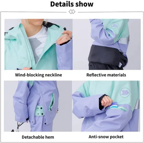 Miniatura 4 de SNOWVERB Impermeable para hombre y mujer, resistente al viento, con capucha, aislante, unisex, para esquí, snowboard