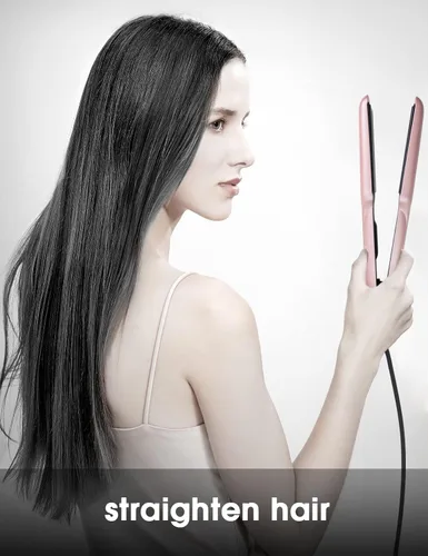 Miniatura 7 de ANGENIL Plancha de cerámica para alisar y rizar el cabello 2 en 1, plancha profesional para cabello más brillante y suave, pantalla LCD, Rosa