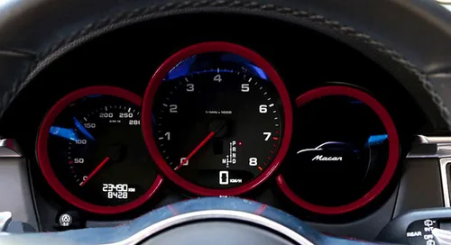 Miniatura 7 de x xotic tech Marco de instrumento para tablero de instrumentos compatible con Porsche Macan 2015 en adelante, 718 Cayman Boxster 2016-2018 (rojo)
