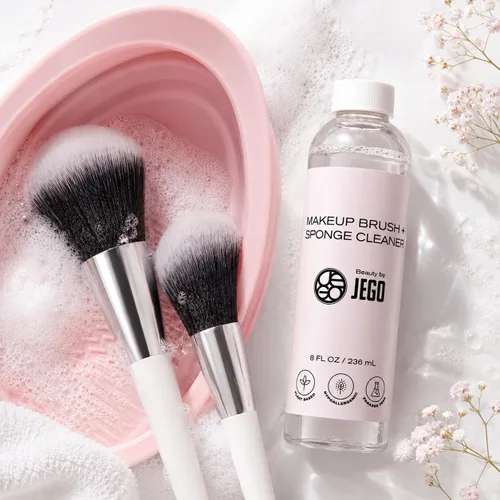 Miniatura 7 de JEGO Solución limpiadora de brochas de maquillaje, limpiador de esponjas, limpiador líquido para brochas de maquillaje, solución hipoalergénica y a
