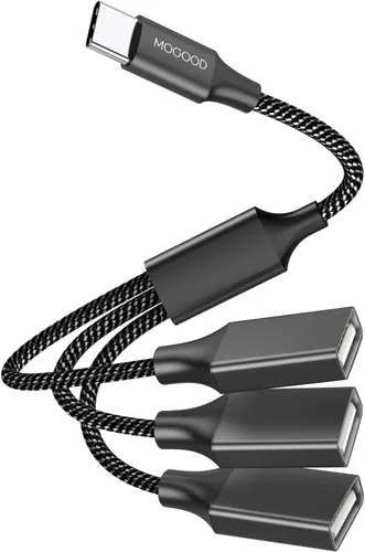 Adaptador de cable USB C macho a tres USB hembra, tipo C a 3 tipos A 2.0 puertos divisor de cable convertidor de cable múltiple múltiple para