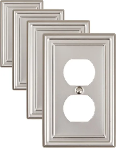 Miniatura 31 de Paquete de 2 placas decorativas de pared, placa de cubierta de toma de corriente eléctrica de níquel satinado para receptáculo, interruptor