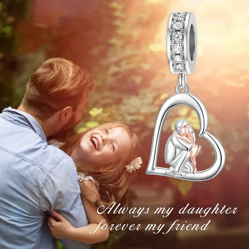 Miniatura 143 de PROESS Dije para padre, madre e hija, pulsera de plata de ley para pulseras, regalos de cumpleaños, día de San Valentín, para hija, madre, amante