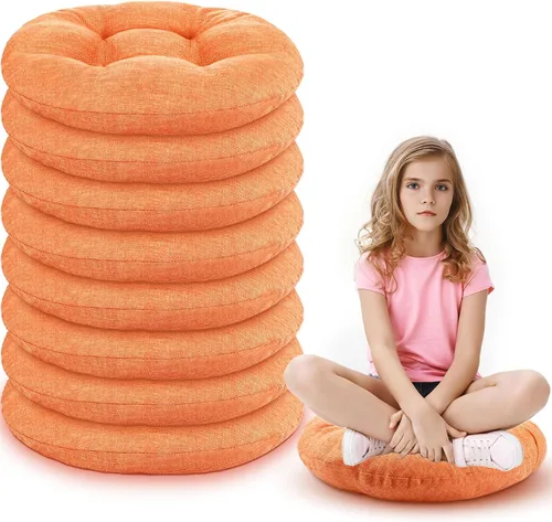 Miniatura 10 de Fumete - 8 piezas de cojines de piso redondos de 16 pulgadas para niños y bebés, asientos flexibles para muebles de aula, almohada de piso