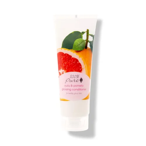 100% PURE Yuzu & Pomelo - Acondicionador brillante, revitalizante e hidratante, estimulante de nutrientes del aceite de semilla de lino Kelp y
