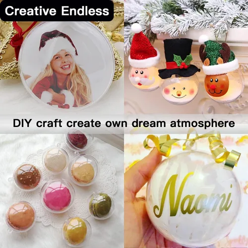 Miniatura 7 de Jishi Paquete de 10 adornos de Navidad de plástico transparente para manualidades, bolas de adornos de Navidad DIY rellenables de 2.36 pulgadas