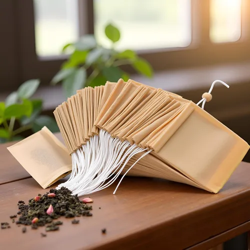 Miniatura 2 de 100 bolsas de té desechables marrones para té de hojas sueltas, bolsas de filtro de té sin blanquear con cordón y compostables, coladores y filtros
