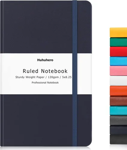 Miniatura 13 de Huhuhero Cuaderno Diario, Diario de Líneas Rayadas, Tapa Dura Papel Premium Grueso de 120gsm con Cuaderno de Cuero Sintético para Escribir