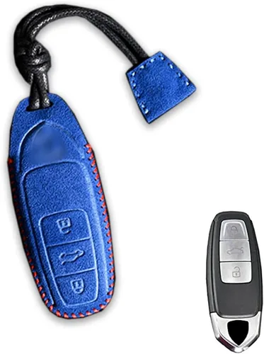 Miniatura 7 de Luxury Suede Handmade Leather Key Fob Case Holder Shell Fit for Lamborghini URUS 2018-2020 With Key Chain