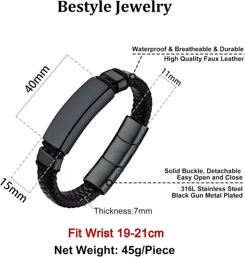 Miniatura 7 de Bestyle Pulseras vikingas trenzadas de cuero genuino para hombres y niños, estilo vintage, martillo de Thor, calavera, masón masónico, pulseras