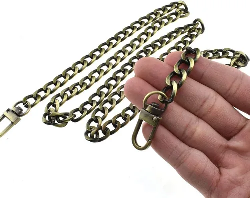 Miniatura 9 de HAHIYO Correa metálica de cadena para bolso de 43.3' de oro para bolso cruzado, bandolera y bolso de mano, cómoda y plana de 0.4' de ancho, extra