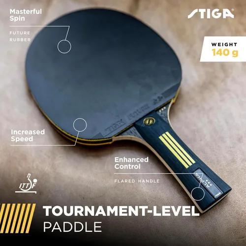 Miniatura 2 de STIGA Bullet Ping Pong Paddle – 5-ply Extra Light Blade – 2mm Premium Sponge – Flared Handle for Masterful Grip – Performance Table Tennis Racket