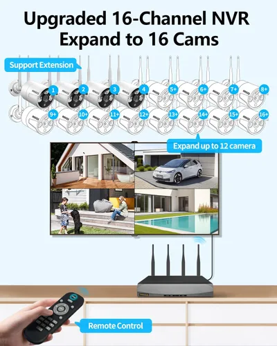 Miniatura 7 de Antenas Duales para Wi-Fi Mejorado con IA de Detección Humana 2K 3.0MP Sistema de Cámara de Seguridad Inalámbrica, Kits de DVR de Vigilancia