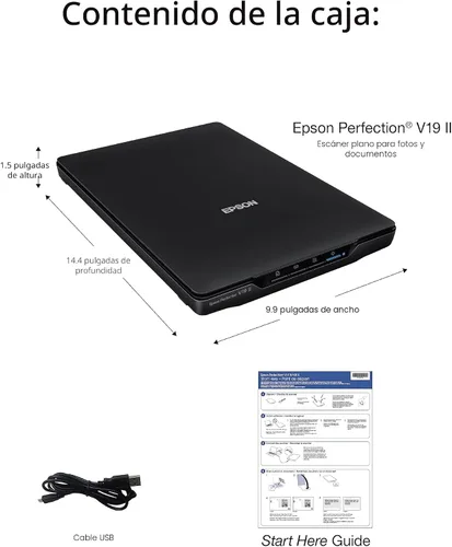 Miniatura 4 de Epson Perfection V19 II - Escáner plano de documentos y fotos a color con resolución óptica de 4800 ppp, alimentación USB y tapa extraíble de gran
